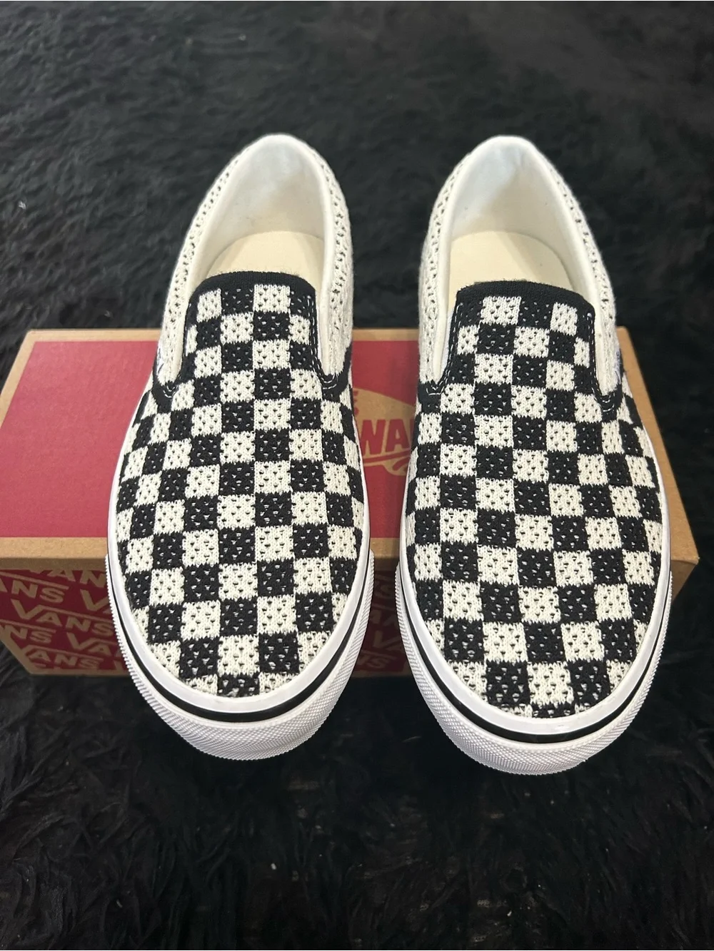 VANS U LX Classic Slip-On 98 EK 'Checkerboard Black Marshmallow' shoes sz 8 new